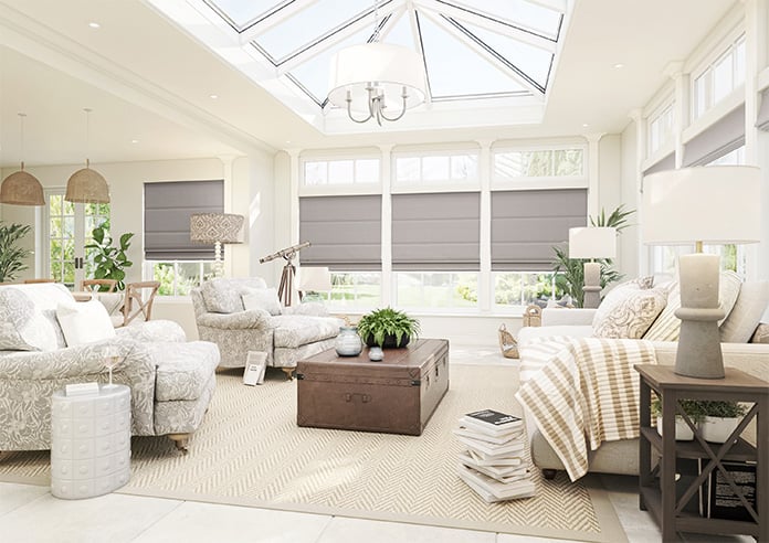 Bruschal (Blackout), Mouse Brown - Motorised Roman Blind - Image 6